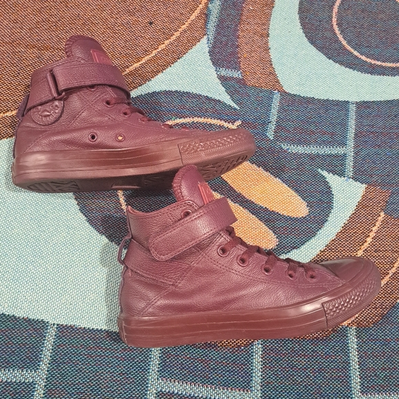 🌈CONVERSE RED LEATHER SHOES-6 - Picture 4 of 9